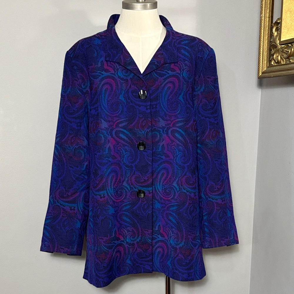 Pendleton VINTAGE Size 18 Virgin Wool Purple Paisley Blazer Jacket